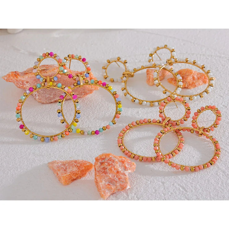 Colorful Crystal Bead Drop Y2K Earrings