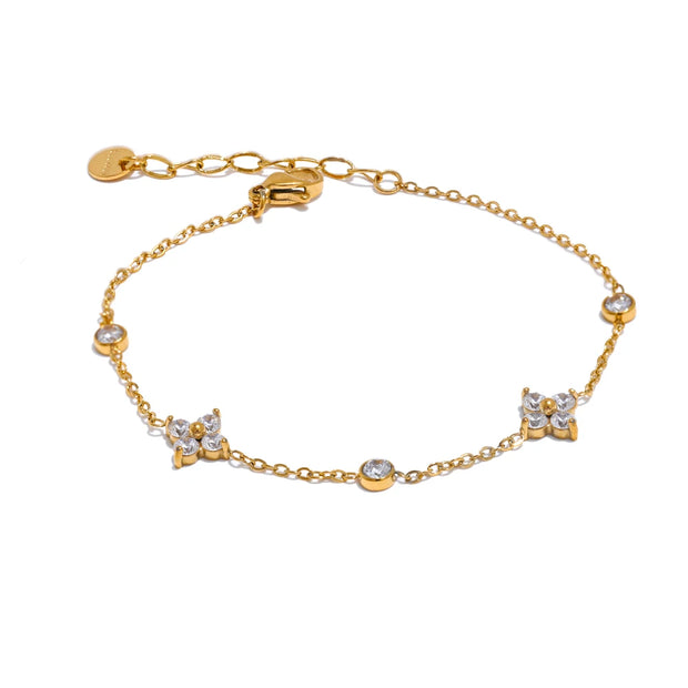 Delicate Cubic Zirconia Flower Bracelet