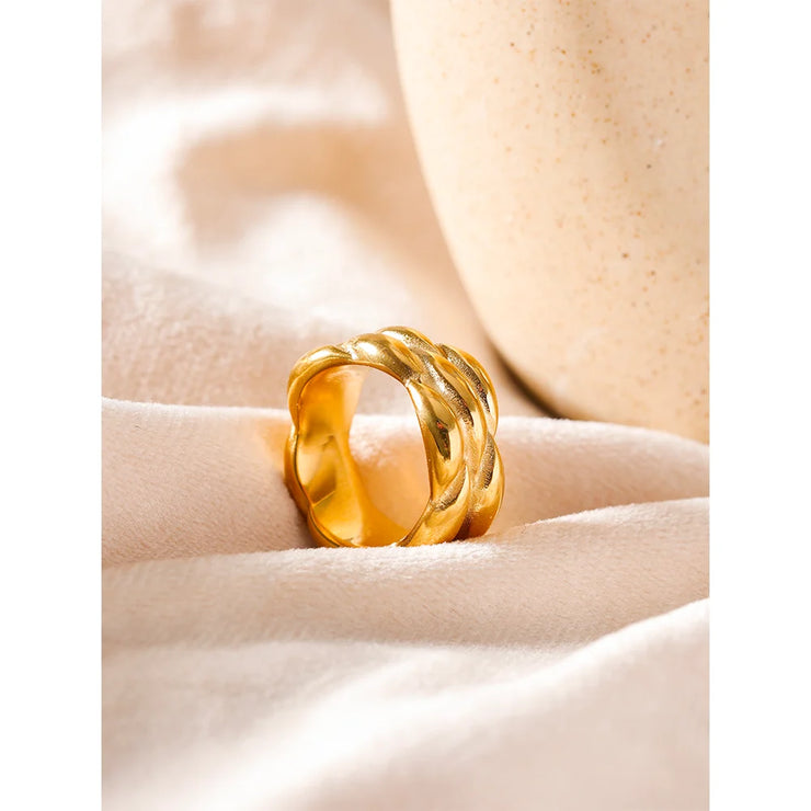 Waterproof Geometric Texture Ring