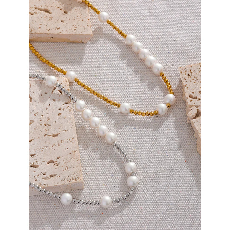 Gold-Plated Pearl Necklace