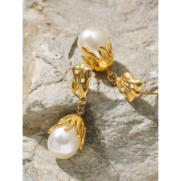 Geometric Imitation Pearls Dangles