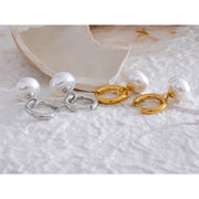 Golden Imitation Pearls Hoop Earrings