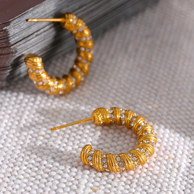 Twisted Croissant C Shape Hoop Earrings