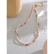 Colorful Zircon & Pearl Necklace