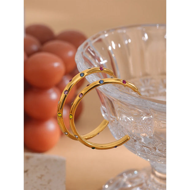 Big Round Zirconia Hoop Earrings