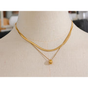 Snake Chain Double Layer Water Drop Pendant Necklace