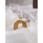 Natural Shell Flower Open Gold Color Ring