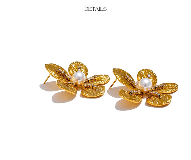 Gold Flower Stud Earrings