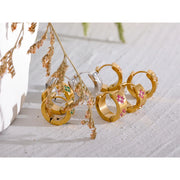 Multi-Color Floral Zircon Hoop Earrings