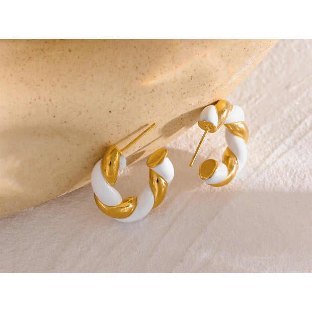 Twist Enamel Hoop Earrings