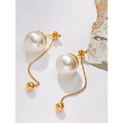 Korean Imitation Pearls Long Drop Earrings