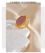 Natural Stone Shell Rotatable Open Ring