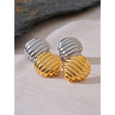 Geometric Stripe Metal Stud Earrings