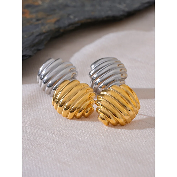 Geometric Stripe Metal Stud Earrings