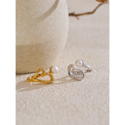 Heart Hollow Pearl Adjustable Ring