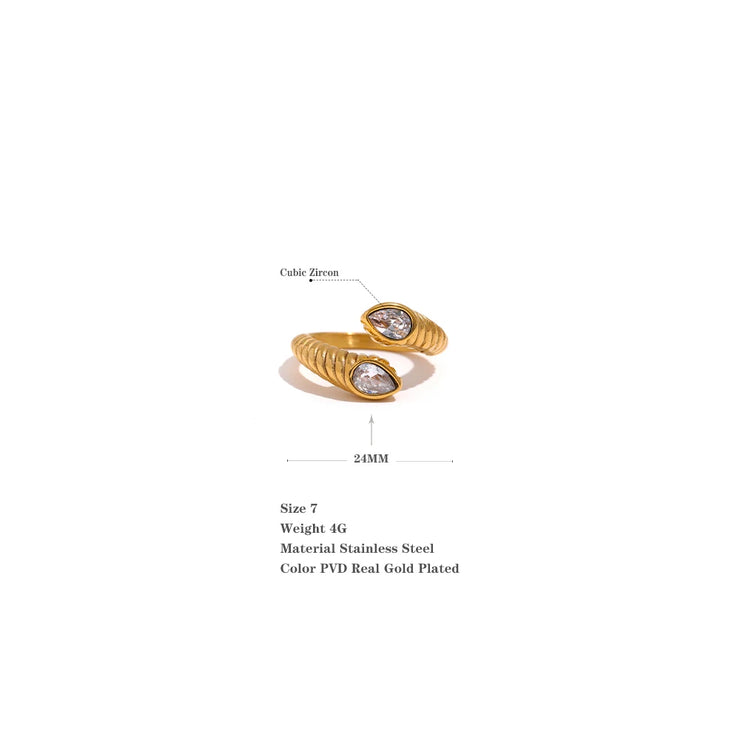 Cubic Zirconia Metal  Snake Ring