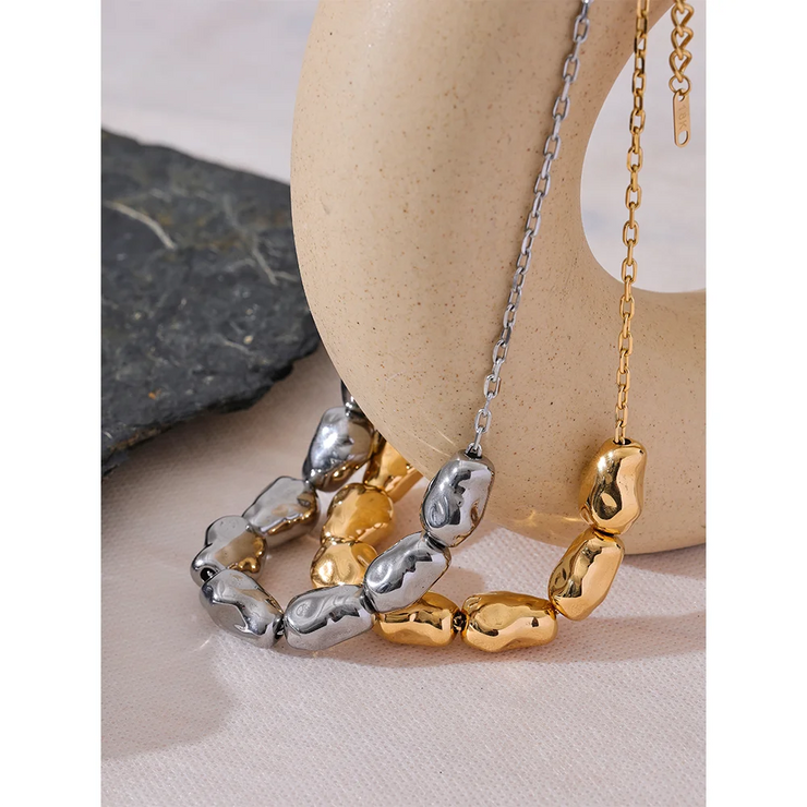 Necklace Bracelet Set Gold Silver Color Geometric Metal Jewelry