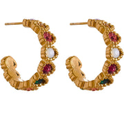 Colorful Zirconia C-Shaped Earrings