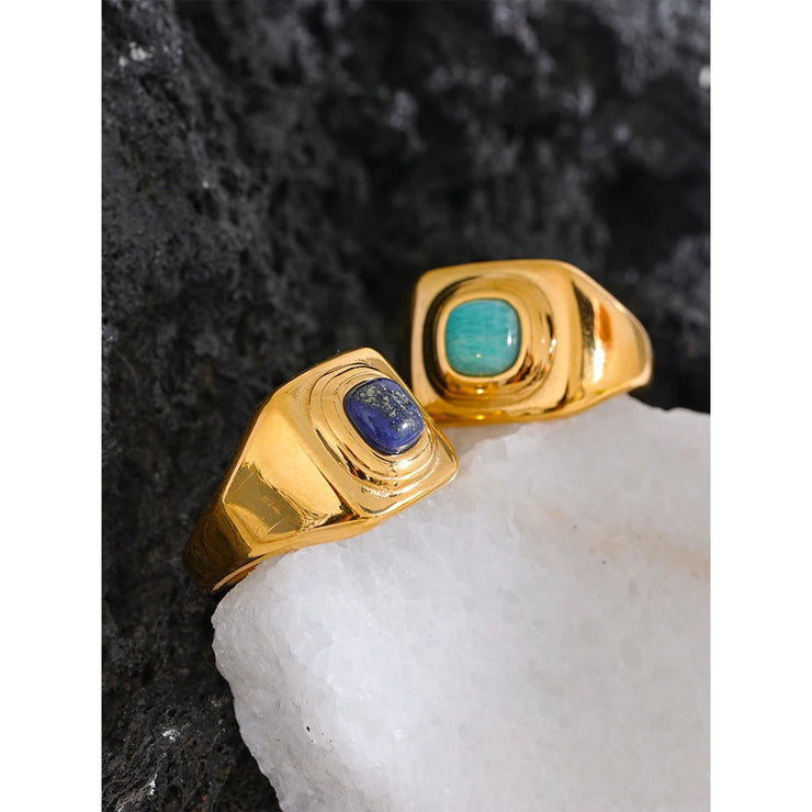 Amazonian Lapis Lazuli Stone Wide Unisex Ring