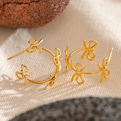 C-Shaped Bow Knot Hoop Earrings