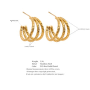 C Shape Geometric Hollow Layered Fashion Earrings