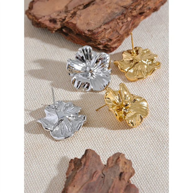 Metal Flower Stud Earrings