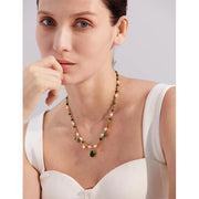 Luxury Green Zircon & Pearl Necklace