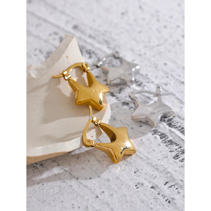 Star Hollow Hoop Earrings