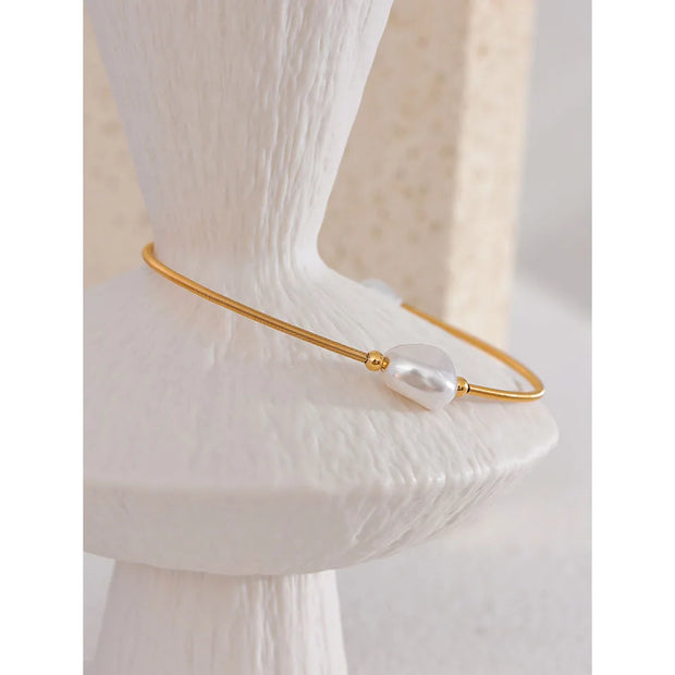 Imitation Gold Pearl Cuff Bracelet