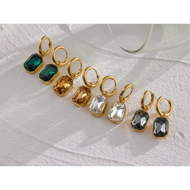 Colorful Zircon Geometric Drop Earrings