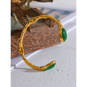 Green Stone Cuff Bracelet