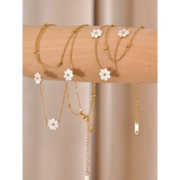 Shell Flower Double Layer Necklace Anklet