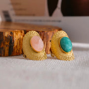 Natural Stone Pink Green Turquoise Hyperbolic Ring