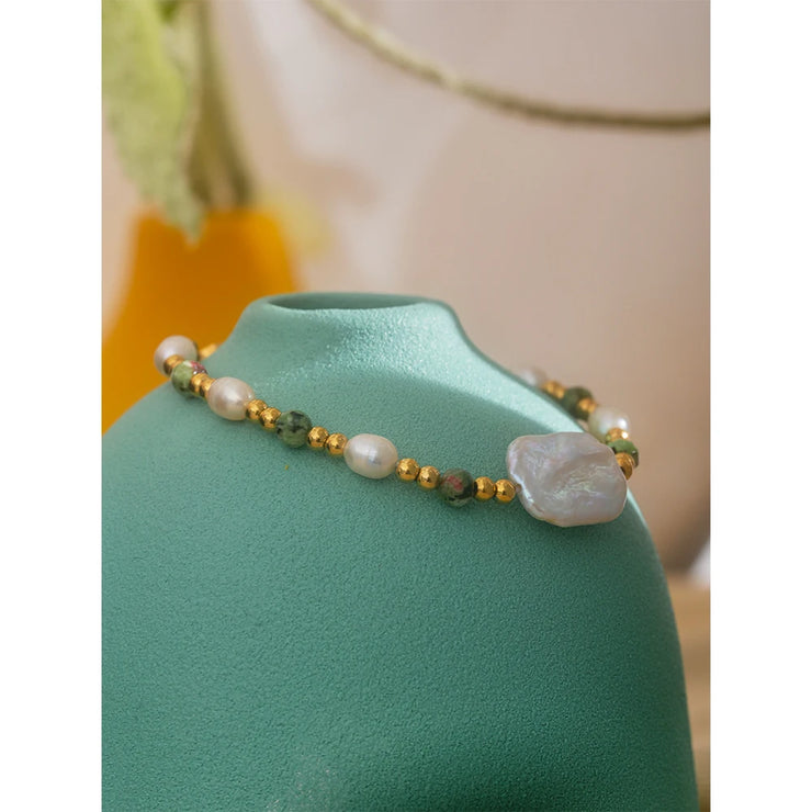 Luxury Baroque Epidote & Pearl Bracelet