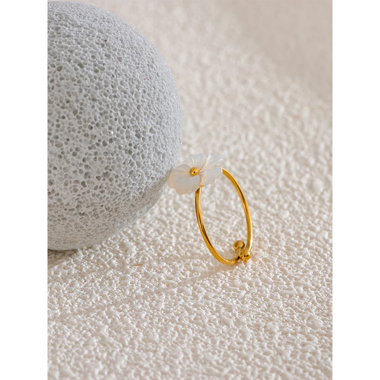 Shell Flower Adjustable Ring