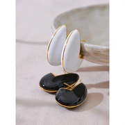 Black & White Enamel Geometric Earrings