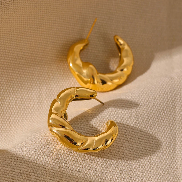 Minimalist Geometric Statement Golden Hoop Earrings