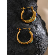 Natural Stone Gold Hoop Earrings