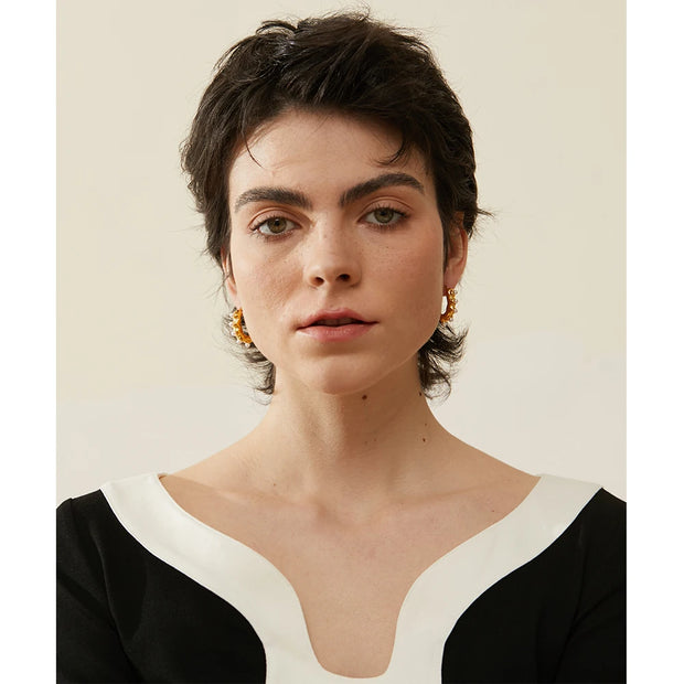 Vintage Pearl Geometric Hoops