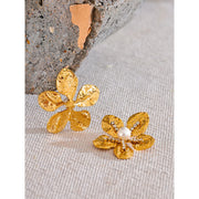 Gold Flower Stud Earrings