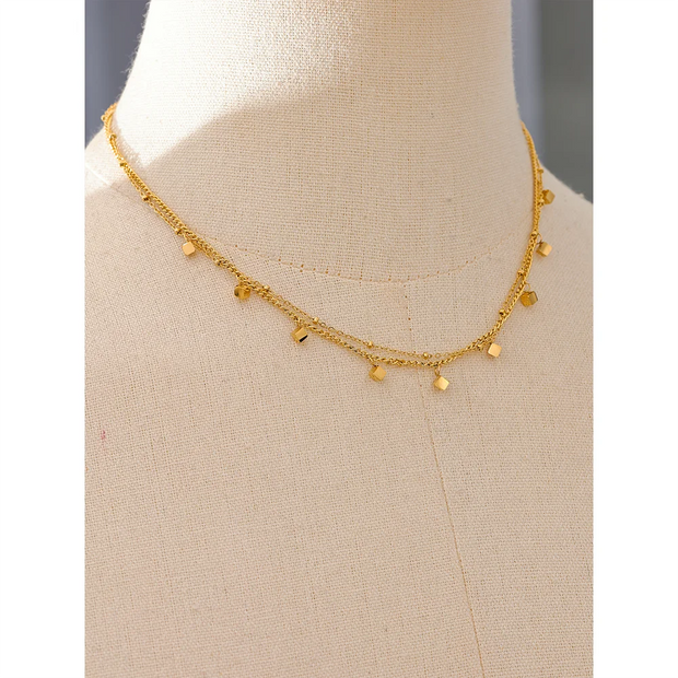 Square Drop Chain Necklace