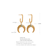 Golden Horn Moon Dangle Earrings