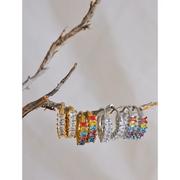 Rainbow Zirconia Hoop Earrings