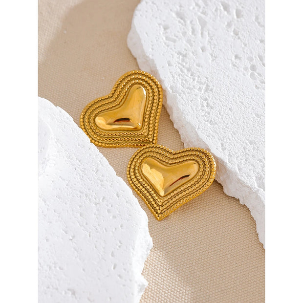 Stainless Steel Heart Love Stud Earrings