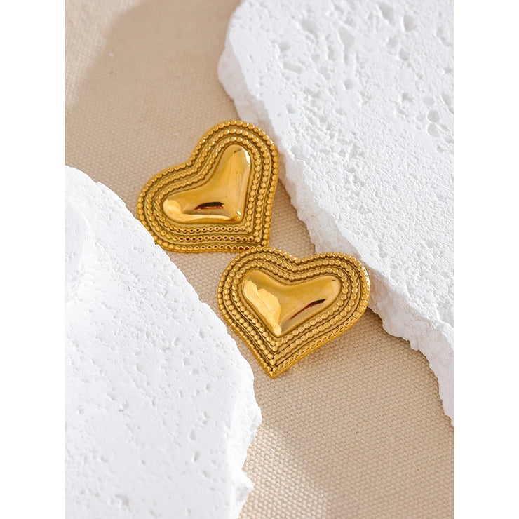 Stainless Steel Heart Love Stud Earrings