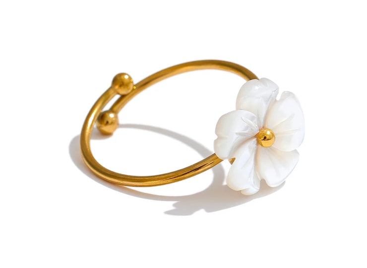 Shell Flower Adjustable Ring