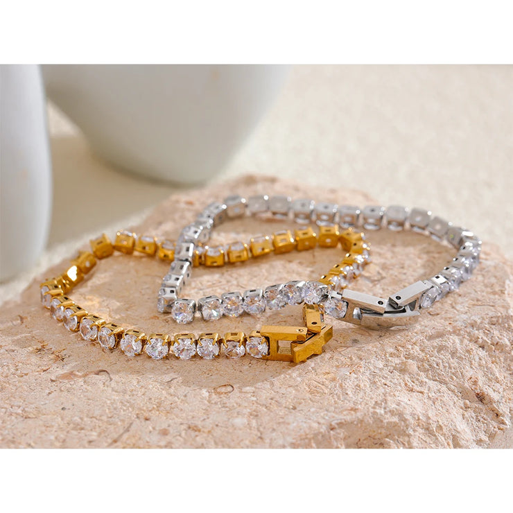 Shiny Cubic Zirconia Chain Wrist Bracelet