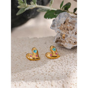 Gold Heart Stud Earrings