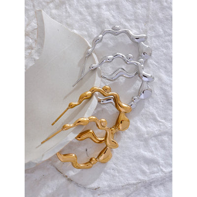 Minimalist C-Shape Hoop Earrings