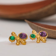 Colorful Glass Agate Stud Earrings